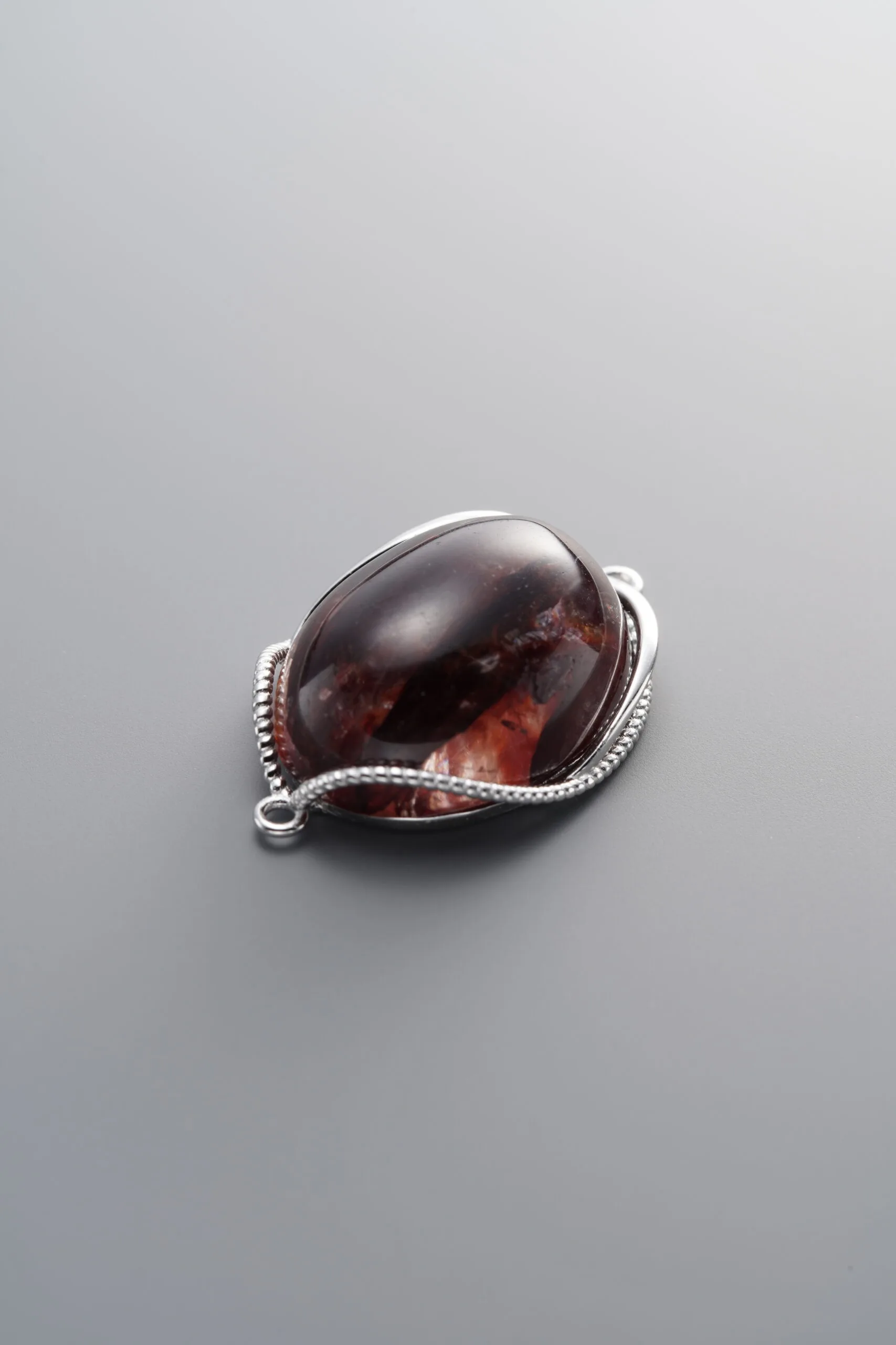 925 Sterling Silver-Bright-Red Flower Agate Double Loop Connector-26mm - Image 1