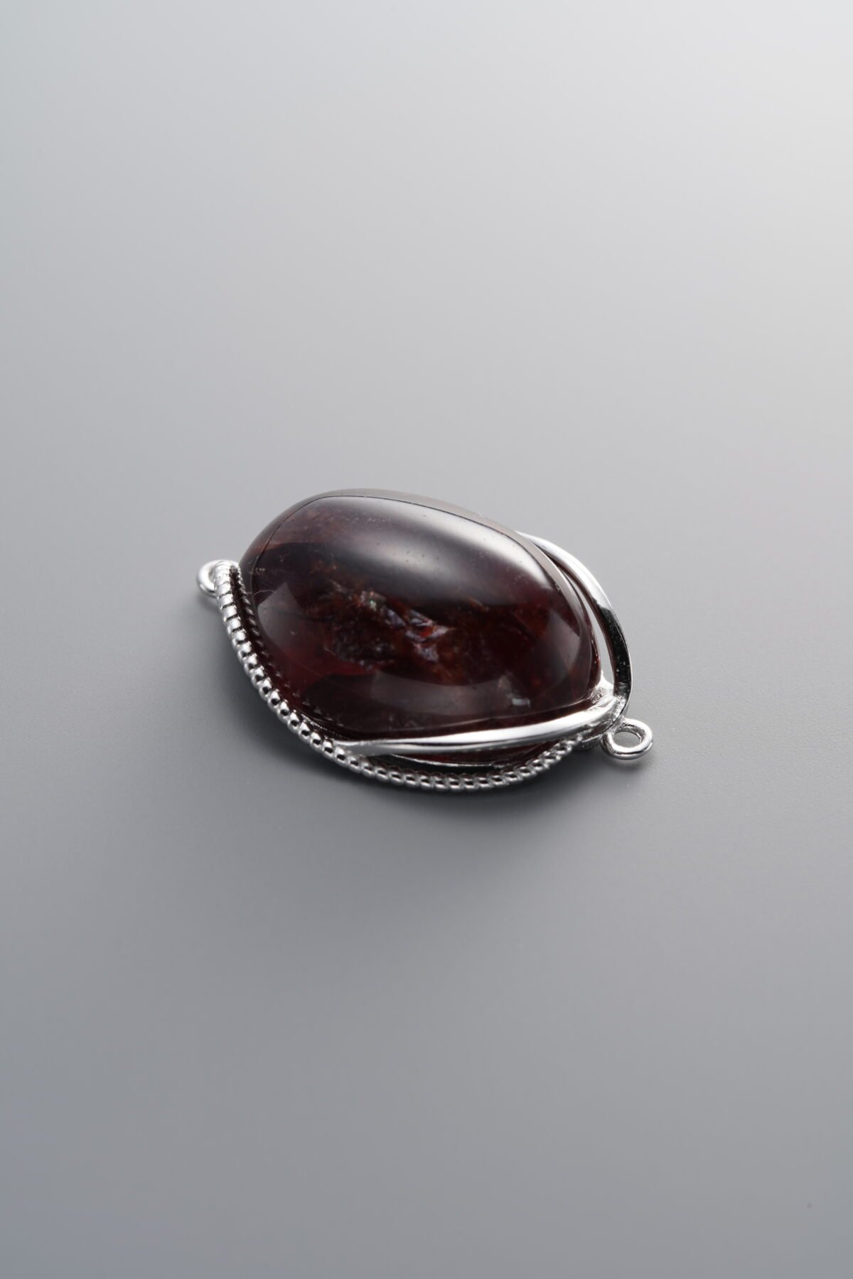 925 Sterling Silver-Bright-Red Flower Agate Double Loop Connector-26mm - Image 3