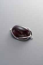 925 Silver-Plain-Red Cherry Blossom Agate Double Bail-26mm - Image 3