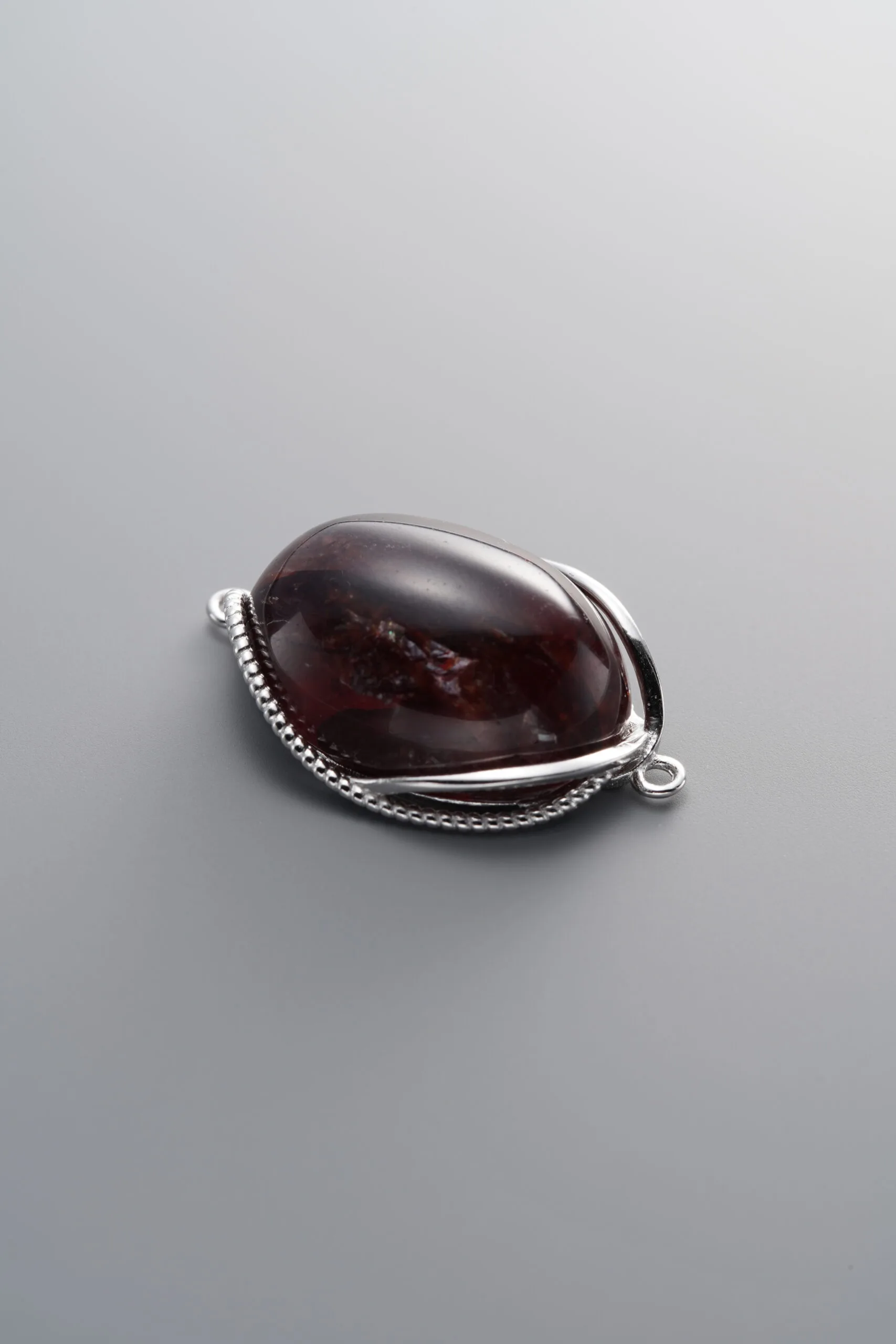 925 Sterling Silver-Bright-Red Flower Agate Double Loop Connector-26mm - Image 3