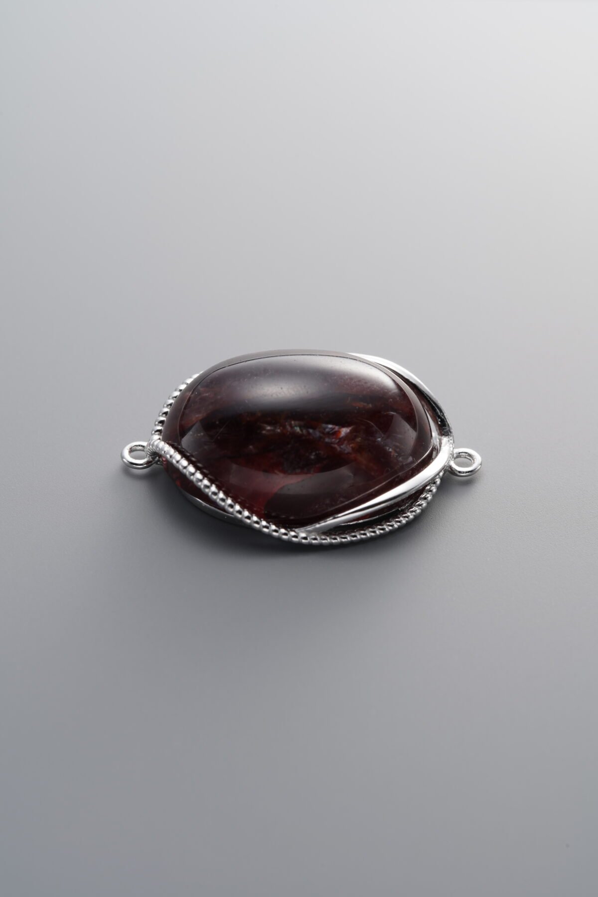 925 Sterling Silver-Bright-Red Flower Agate Double Loop Connector-26mm - Image 2