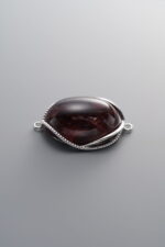 925 Sterling Silver-Bright-Red Flower Agate Double Loop Connector-26mm - Image 2