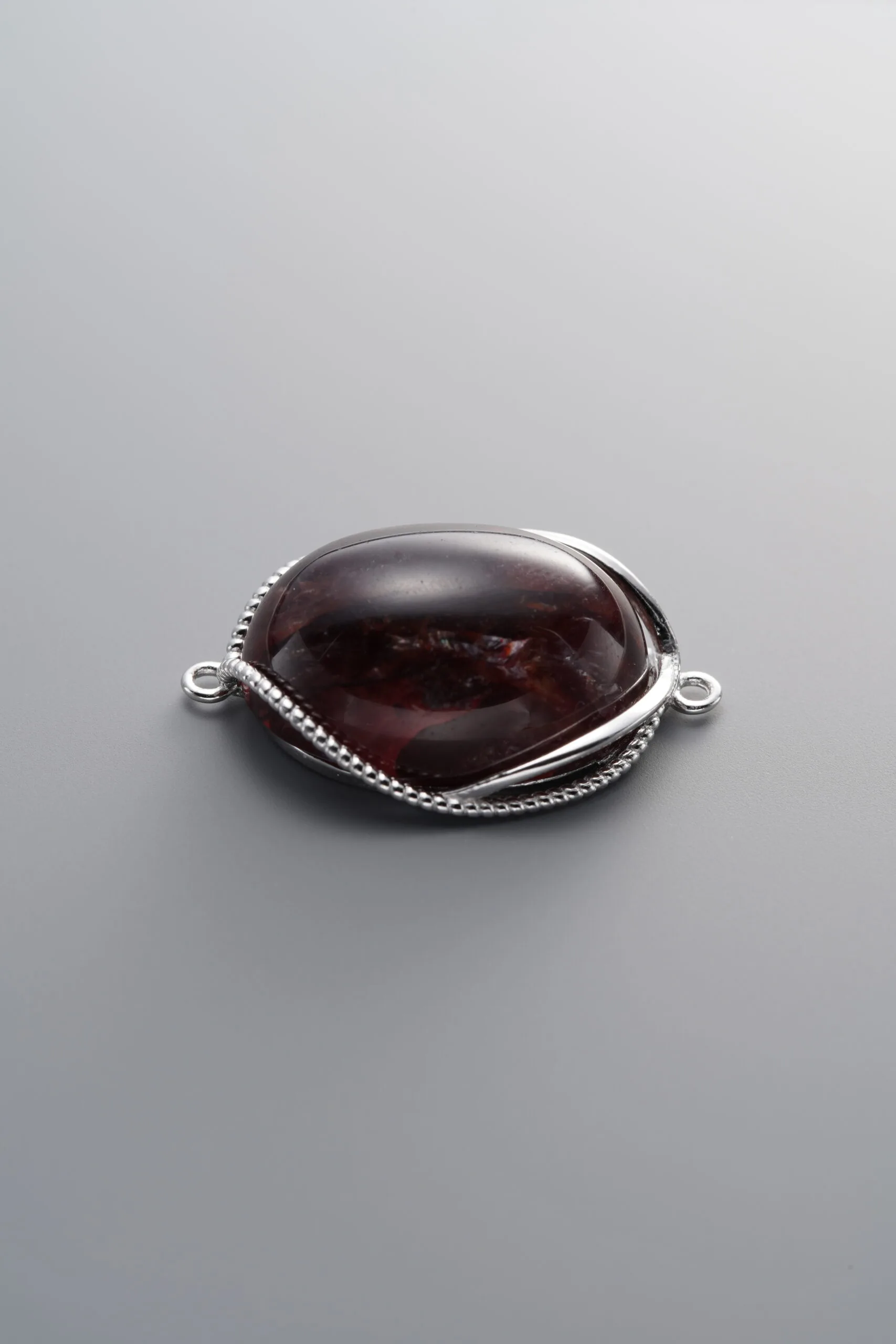 925 Sterling Silver-Bright-Red Flower Agate Double Loop Connector-26mm - Image 2