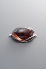 925 Sterling Silver-Bright-Red Flower Agate Double Loop Connector-27mm