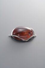 925 Sterling Silver-Bright-Red Flower Agate Double Loop Connector-27mm - Image 2
