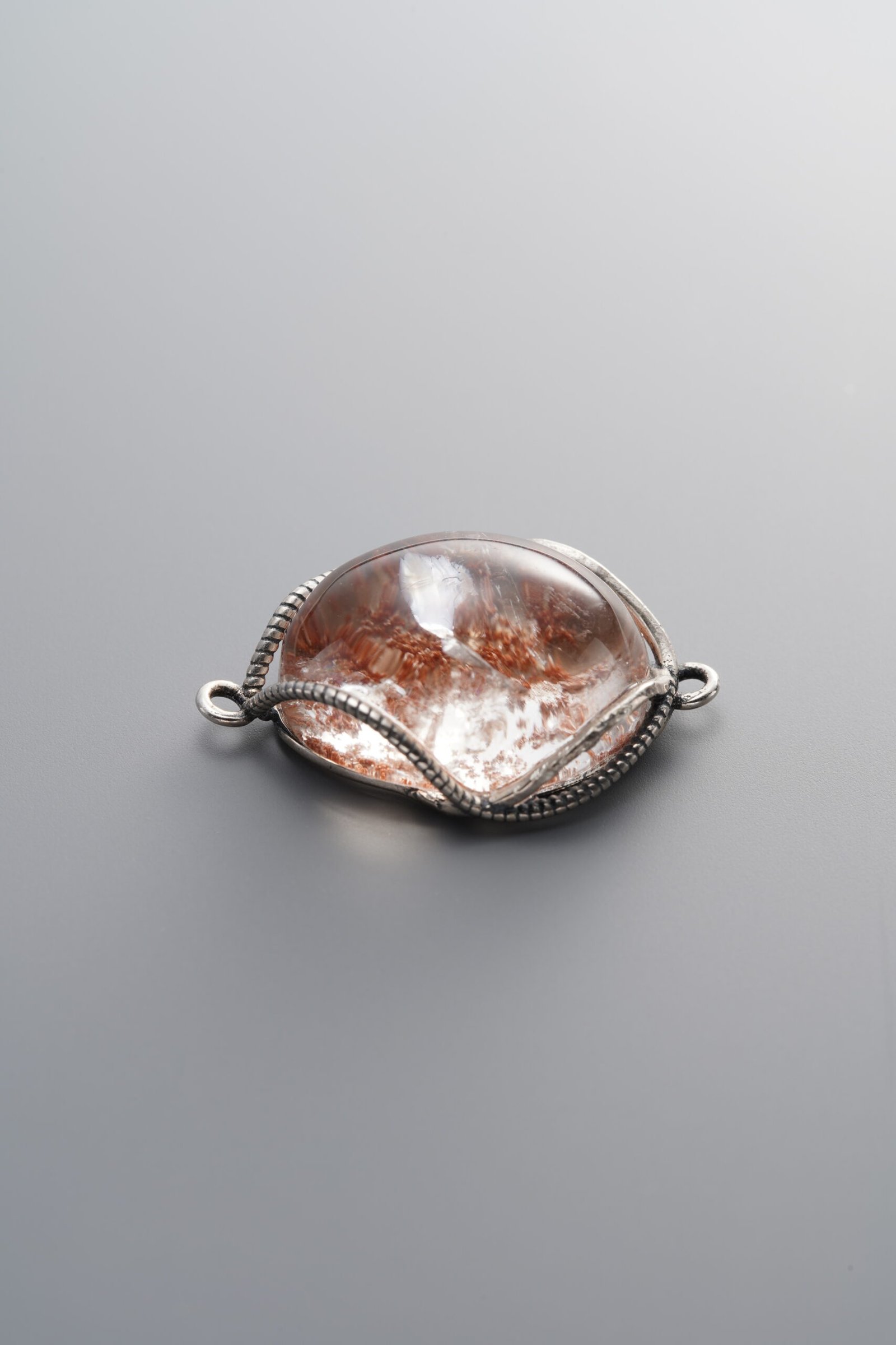 F4-26 (2) 925 Sterling Silver-Antiqued-Phantom Double Loop Connector-25mm - Image 1