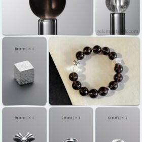 Natural Ice Obsidian & Clear Quartz 925 Antiqued Sterling Silver DIY Bracelet Kit