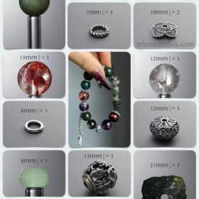 Natural Hetian Jade & Mixed Crystals 925 Antiqued Sterling Silver DIY Bracelet Kit