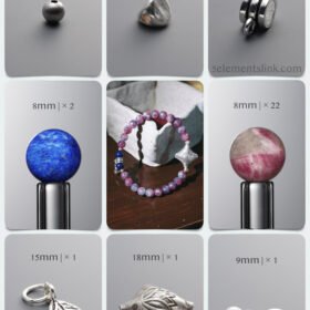 Natural Plum Tourmaline & Lapis Lazuli 925 Sterling Silver DIY Bracelet Kit