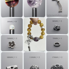 Natural Rainbow Fluorite & Amethyst 925 Sterling Silver DIY Bracelet Kit
