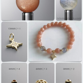Natural Orange Moonstone & Blue-Flash Gray Moonstone DIY Bracelet Kit