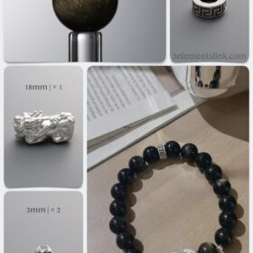 Natural Golden Obsidian & 925 Sterling Silver Pixiu DIY Bracelet Kit