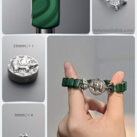 Natural Malachite & 925 Sterling Silver Elephant DIY Bracelet Kit