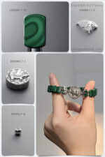 Natural Malachite & 925 Sterling Silver Elephant DIY Gemstone Bead Bracelet Kit - Image 2