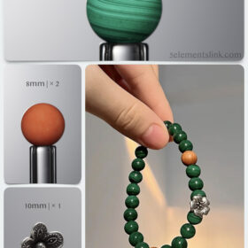 Natural Malachite & Tri-Color Jade 925 Sterling Silver DIY Bracelet Kit