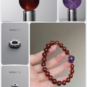 Natural Red Garnet & Amethyst 925 Sterling Silver DIY Bracelet Kit