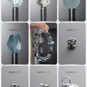 Natural Herkimer Diamond & Aquamarine 925 Sterling Silver DIY Bracelet Kit