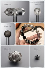 Natural Silver Obsidian & Black Rutilated Quartz 925 Sterling Silver DIY Bracelet Kit