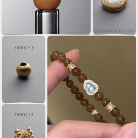 Natural Nephrite Sugar Hetian Jade & Aquamarine 14K Gold-Plated DIY Bracelet Kit