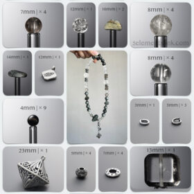 Natural Hawk's Eye & Gray Rabbit Hair Quartz 925 Silver DIY Bracelet Kit