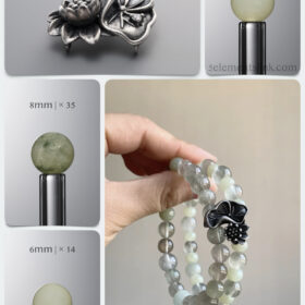 Natural Hetian Jade & Green Rabbit Hair Quartz Neo-Chinese DIY Bracelet Kit