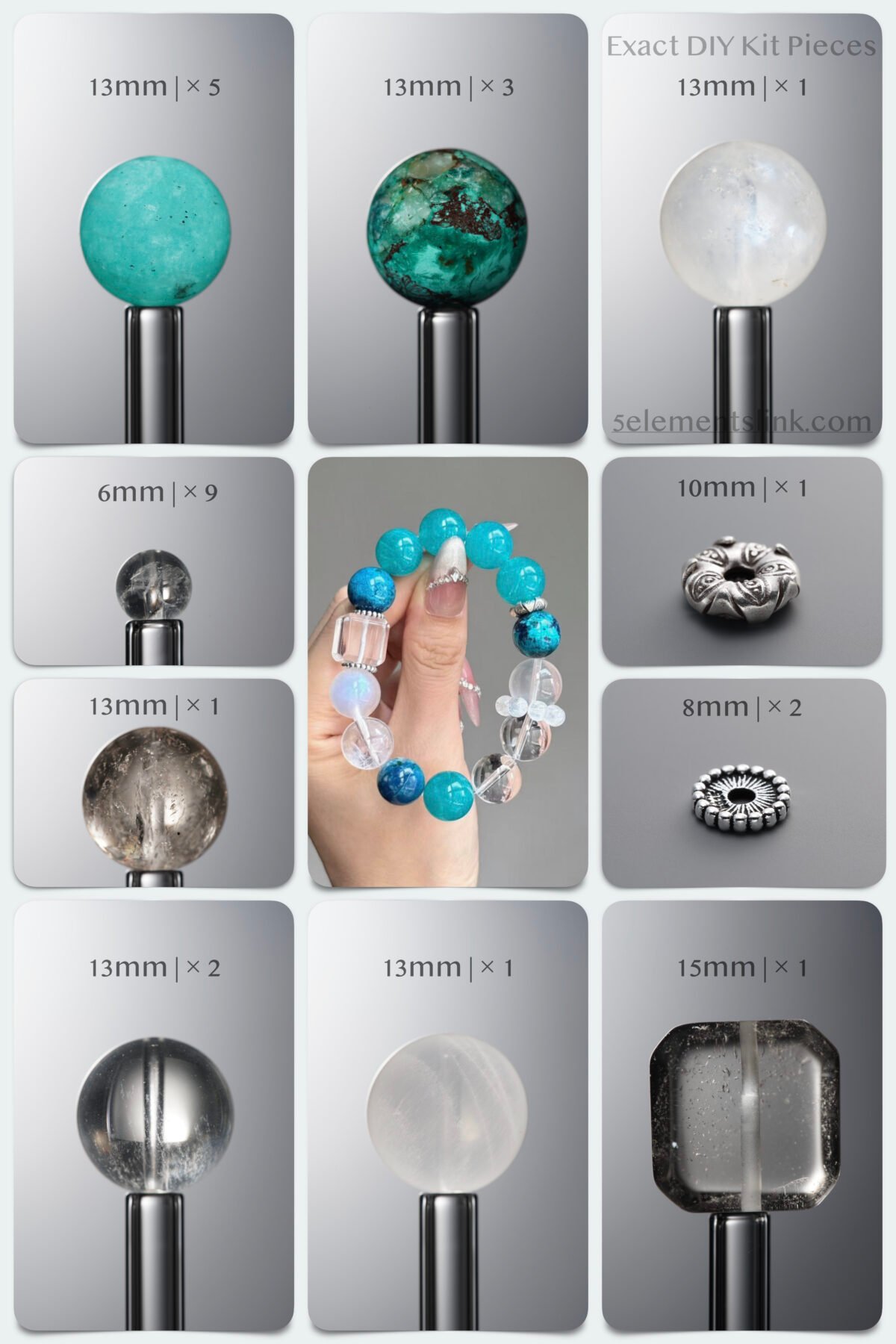 Natural Amazonite & Phoenix Stone Ocean Awakening DIY Bracelet Kit - Image 1