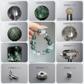 Natural Seraphinite & Kyanite 6-Crystal Forest Ocean Awakening DIY Bracelet Kit