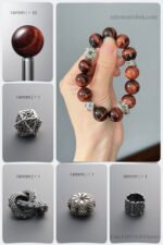 Natural Red Tiger's Eye & Silver Dragon Fate Blasting DIY Bracelet Kit
