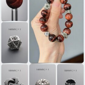 Natural Red Tiger's Eye & Silver Dragon Fate Blasting DIY Bracelet Kit