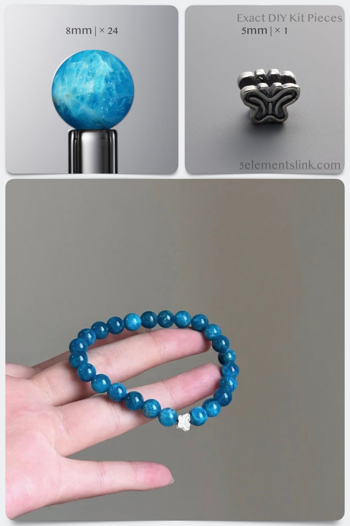 Natural Blue Apatite & Silver Butterfly Authentic Voice DIY Bracelet Kit - Image 1