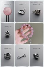 Natural 14mm Madagascar Rose Quartz & Botanical Silver Passion DIY Bracelet Kit