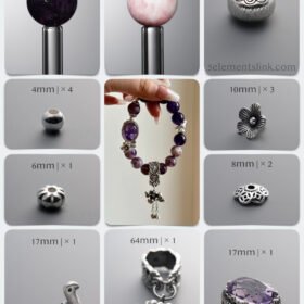 Natural Plum Blossom Tourmaline & Amethyst Secret Garden DIY Bracelet Kit