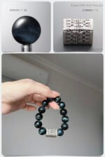 Natural 14mm Lightning Blue Tiger's Eye & Silver Monolith Power DIY Bracelet Kit