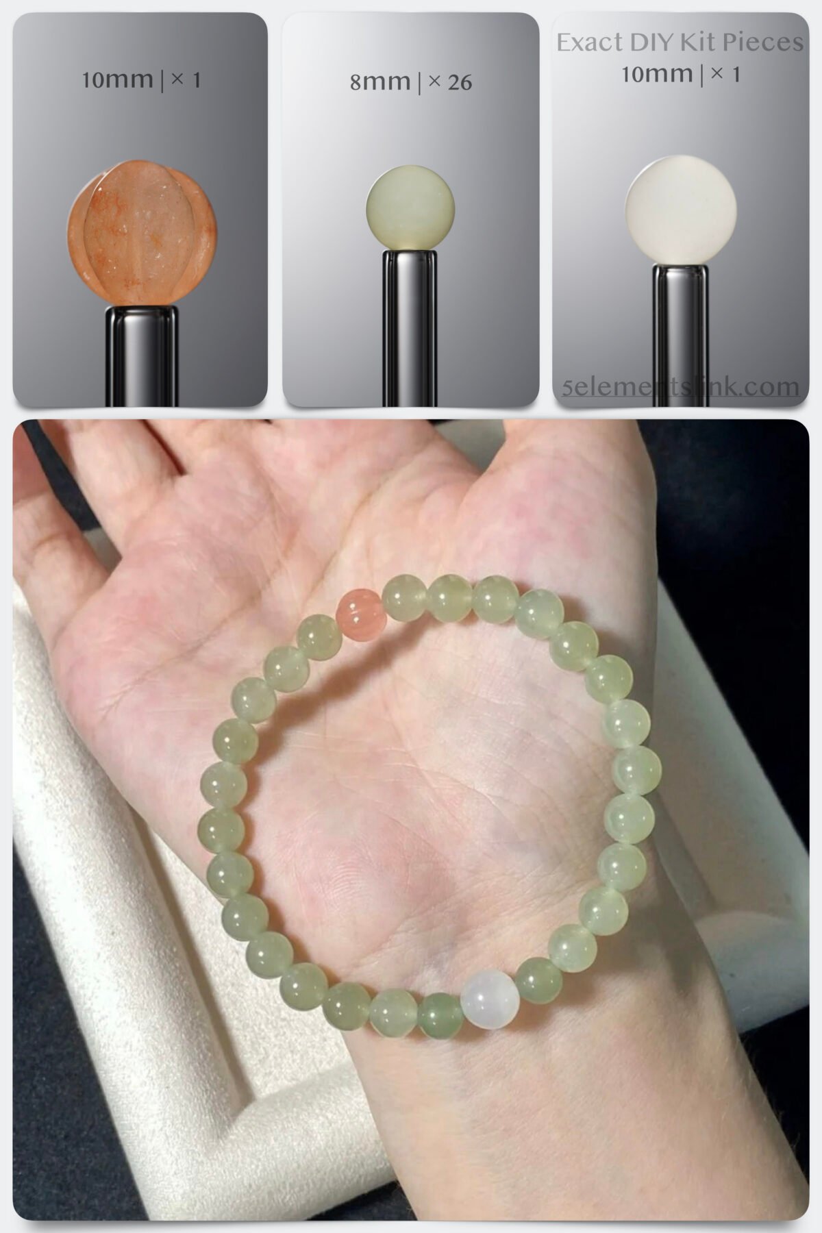 Natural Hetian Jade & Agate Pumpkin Nourishment DIY Bracelet Kit - Image 1