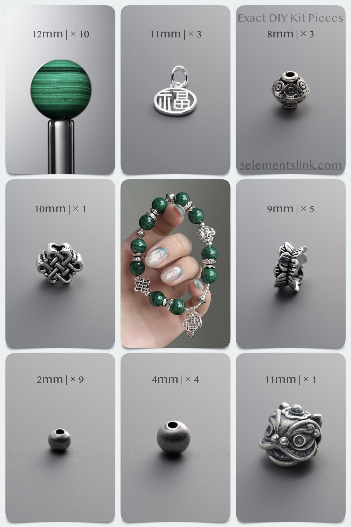 Natural Malachite Meaning & Healing Properties DIY Bracelet Kit - Image 1