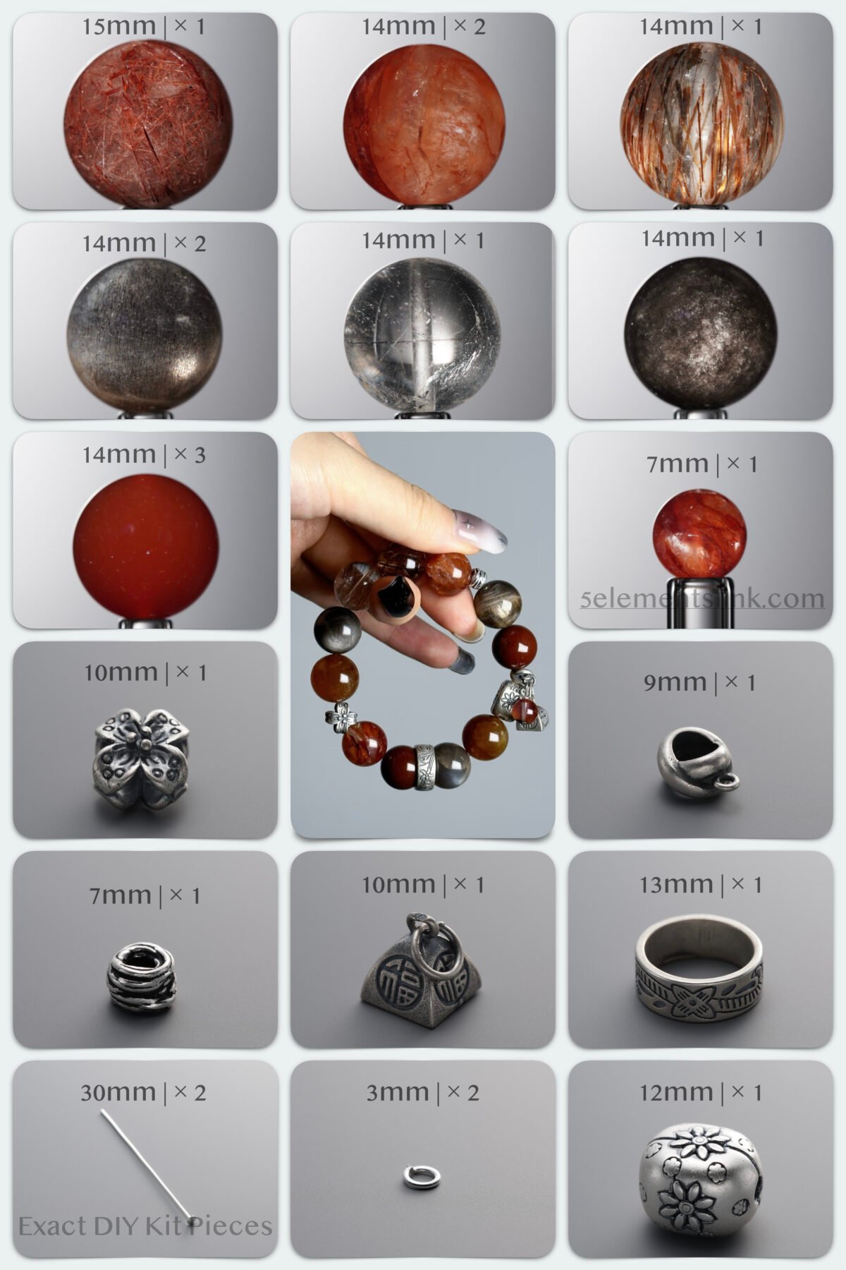 185BK.082 Neo-Chinese Super Seven & Rutilated Quartz Courage DIY Bracelet Kit - Image 1