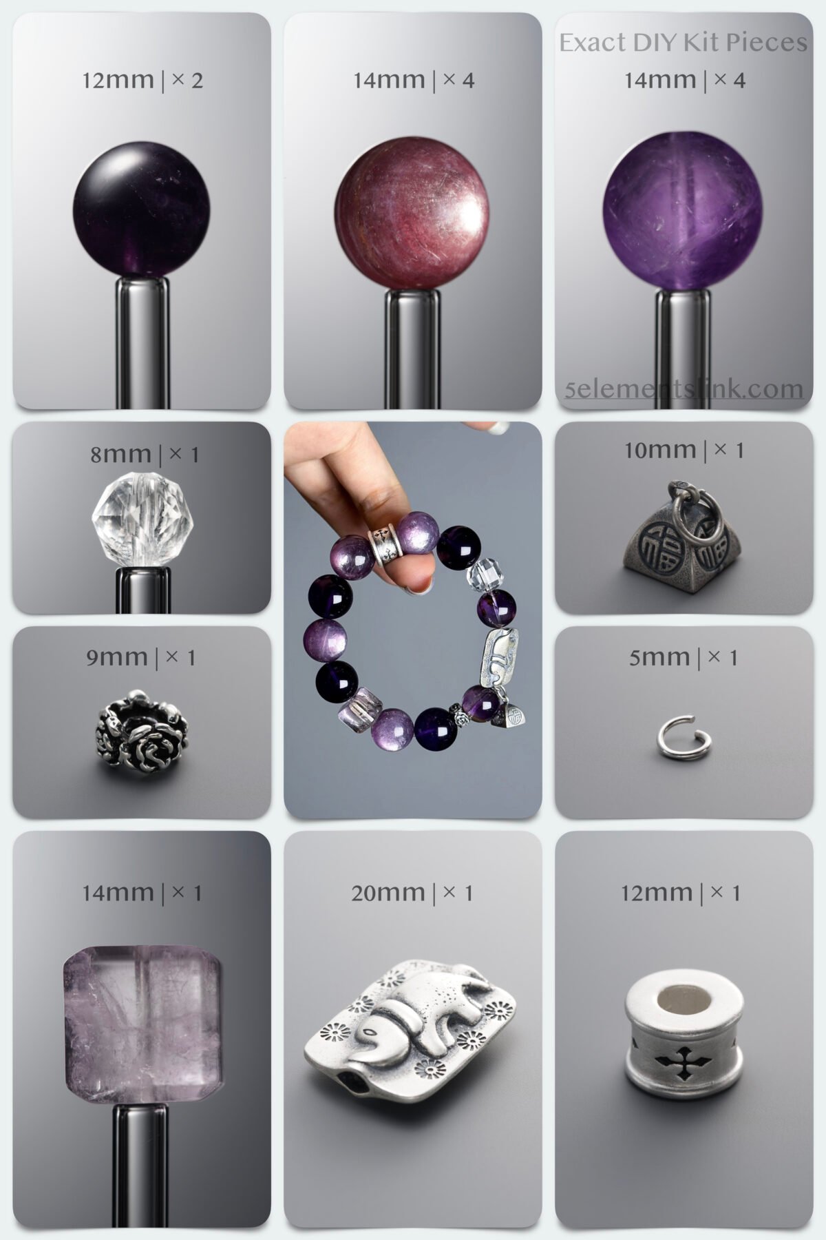 Natural Lepidolite & Amethyst Wisdom DIY Bracelet Kit - Image 1