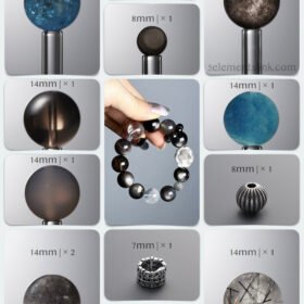 Natural Black-Flash Aquamarine & Elestial Quartz Black Hole DIY Bracelet Kit