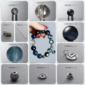 Natural Blue Fluorite & Aquamarine Far Sea Starry Night DIY Bracelet Kit