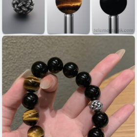 Natural Black Obsidian & Yellow Tiger’s Eye Courage DIY Bracelet Kit