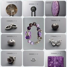 Natural Charoite & Black Rutilated Quartz Spiritual DIY Bracelet Kit