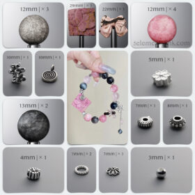 Natural Pink Rhodonite & Gray Jadeite Healing DIY Bracelet Kit