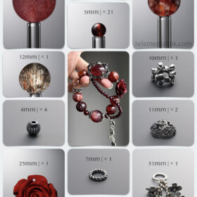 Natural Cinnabar Rose, Garnet & Cherry Strawberry Quartz DIY Bracelet Kit