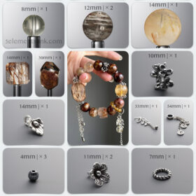 Natural Pietersite & Golden Quartz Wealth DIY Bracelet Kit