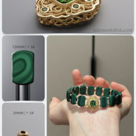 Natural Rectangle Plaque Malachite & Diopside Tile DIY Bracelet Kit