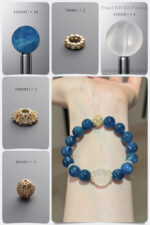 Natural Blue Apatite & White Crystal Gilded DIY Bracelet Kit