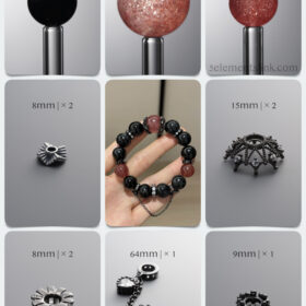 Natural Black Obsidian & Strawberry Quartz DIY Bracelet Kit
