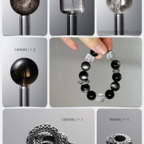 Natural Silver Obsidian, Azeztulite & Smoky Quartz Dragon DIY Bracelet Kit