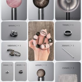 Natural Pink Quartz & Silver Obsidian Armor DIY Bracelet Kit