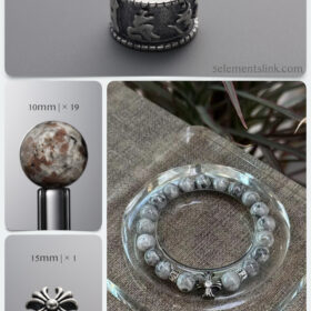 Natural Syenite “Flame” Stone & Antiqued Cross Destiny Breaking DIY Bracelet Kit